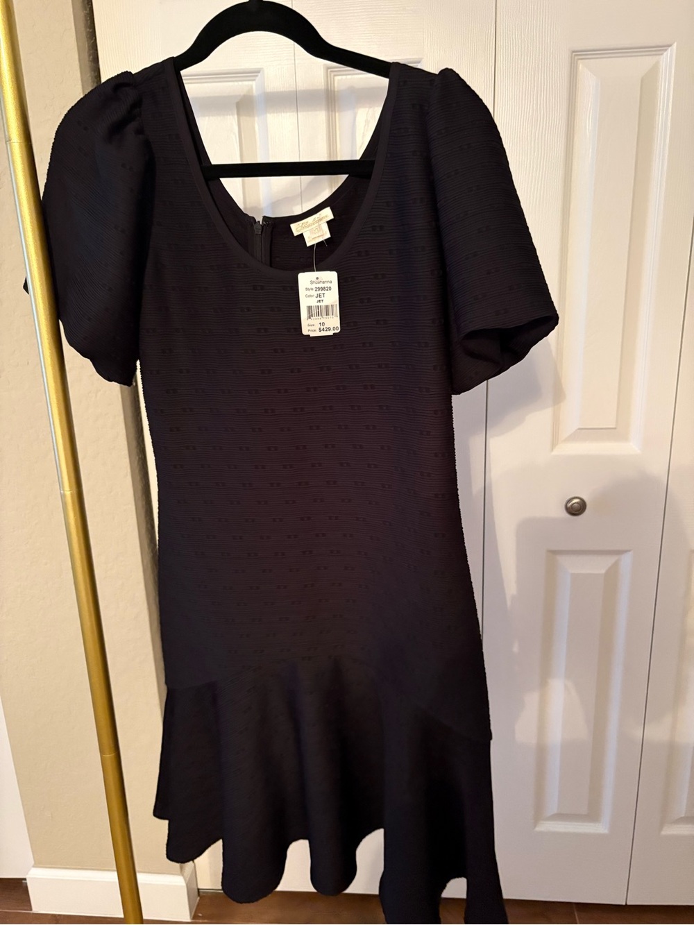 Shoshanna Dress NWT Black Puff-Sleeve Mini with Flared Hem, Size 10